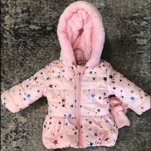 Infant Girls Puffer Winter Coat with Faux Fur